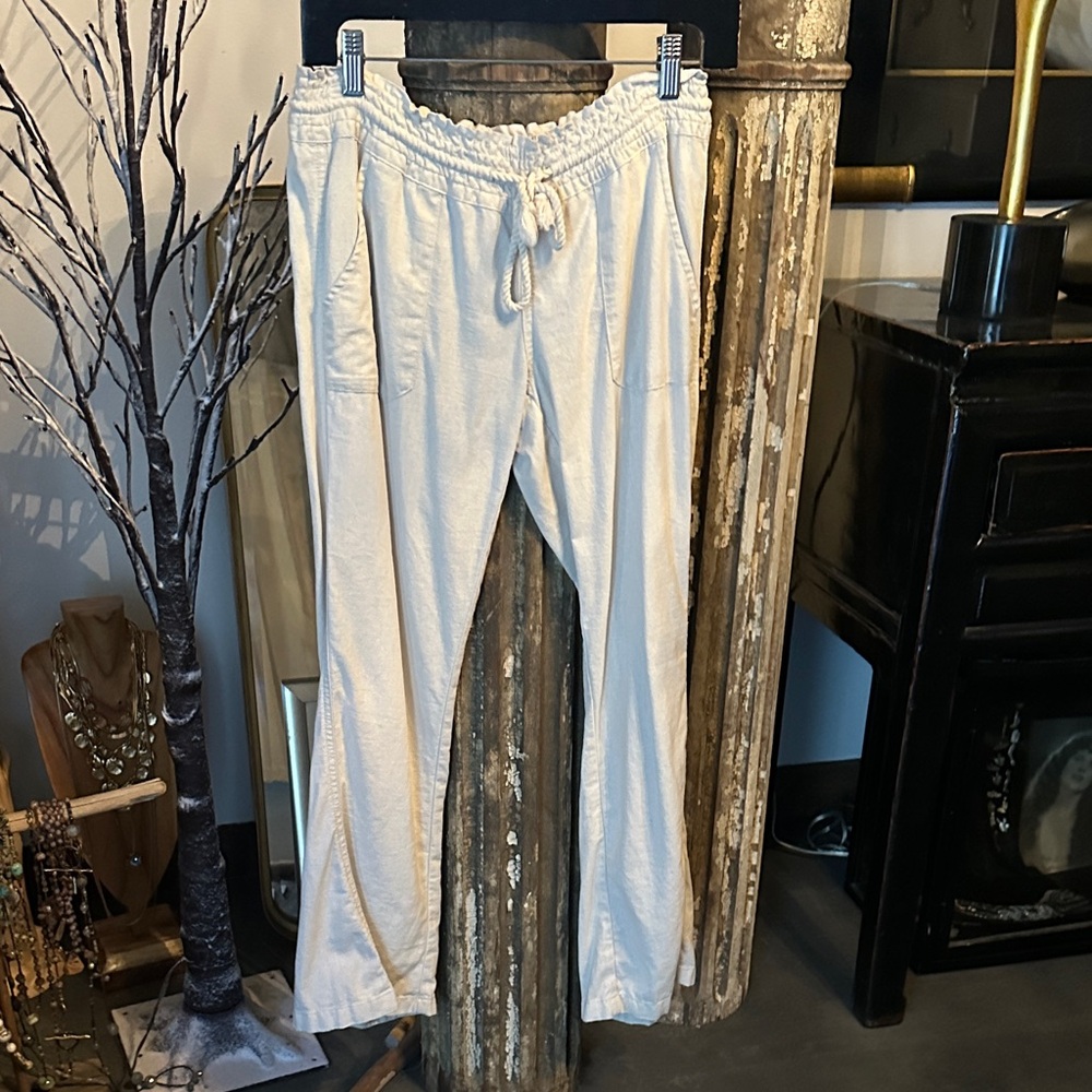 Roxy Soft Light Beige Drawstring Waist Pants